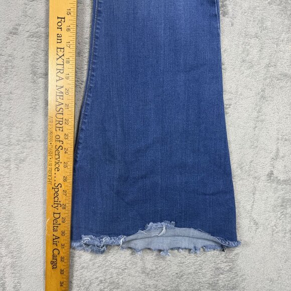 JUDY BLUE Womens Frayed Flare Jeans High Rise Medium Wash Y2K Wide Leg Cute - Picture 10 of 10